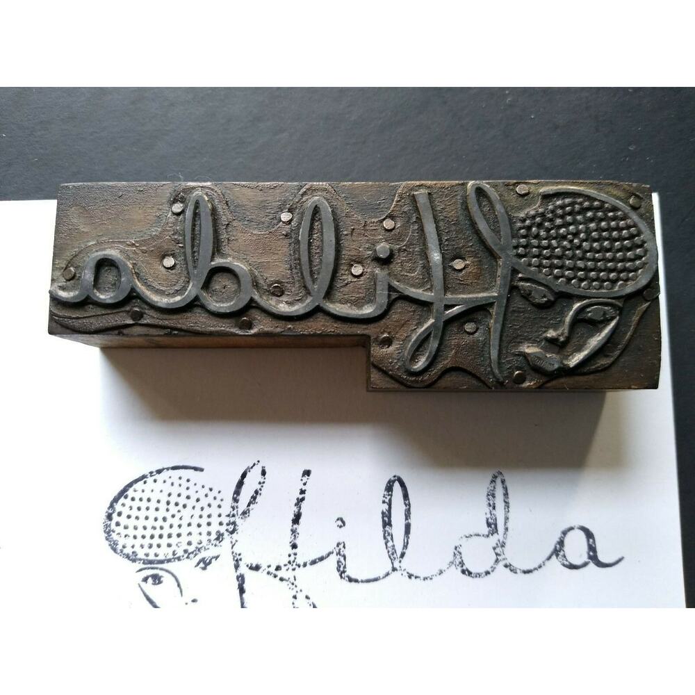 Hilda Printer Block Ink Stamp Letter Press Vintage Atlantic City Ladies Face - Picture 5 of 8
